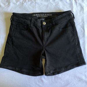 American Eagle Black Denim Midi Shorts